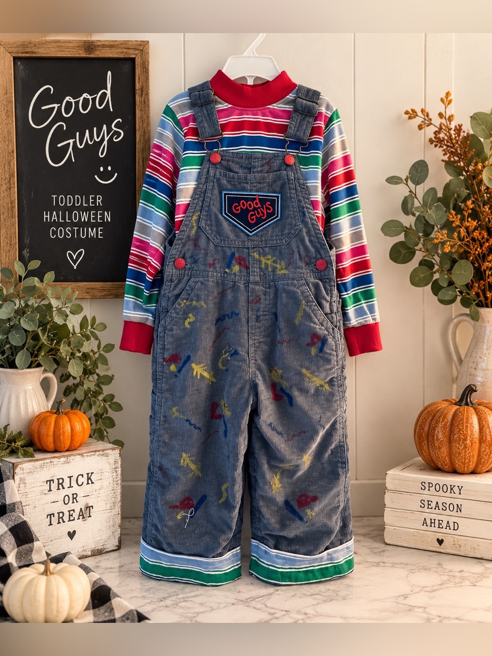 Chucky Good Guys Halloween Costume 2T/3T OshKosh Overalls Handmade Custom